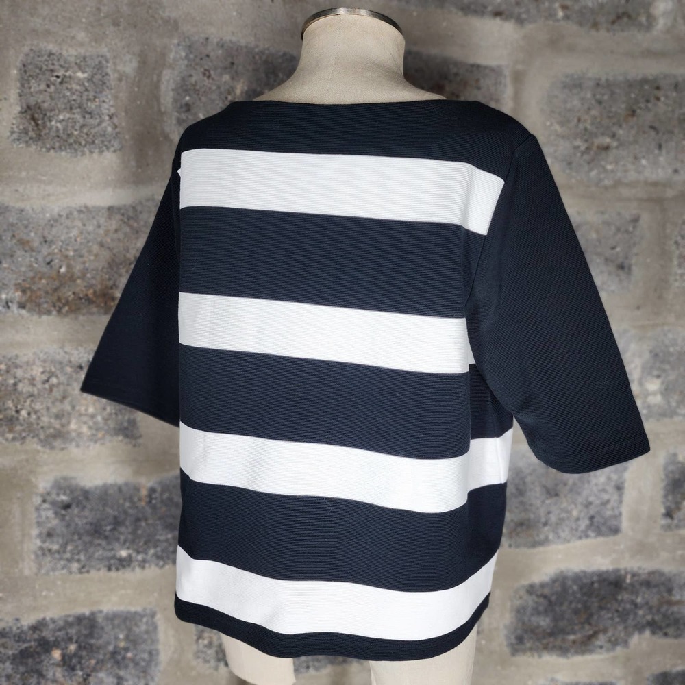 RALPH LAUREN sz XL black white horizontal stripe short sleeve top shirt - Picture 6 of 7